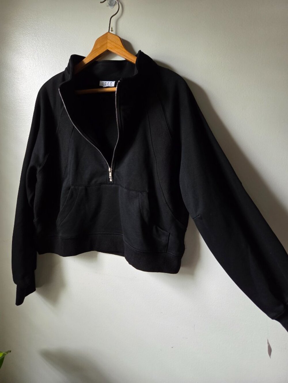 NEW WITH TAG TCEC BLACK HALF ZIP COTTON BLEND SWEATSHIRT SIZE M